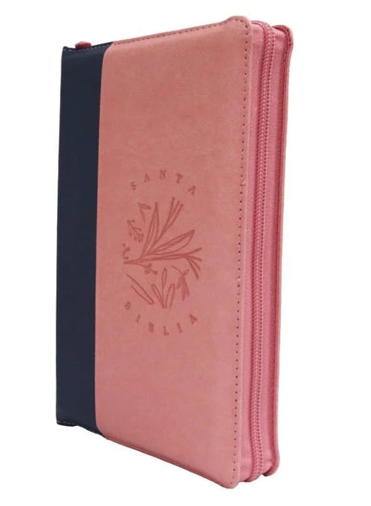 Biblia RVR60 Letra Grande 14 pts con ayudas Digitales – rosado azul con cierre