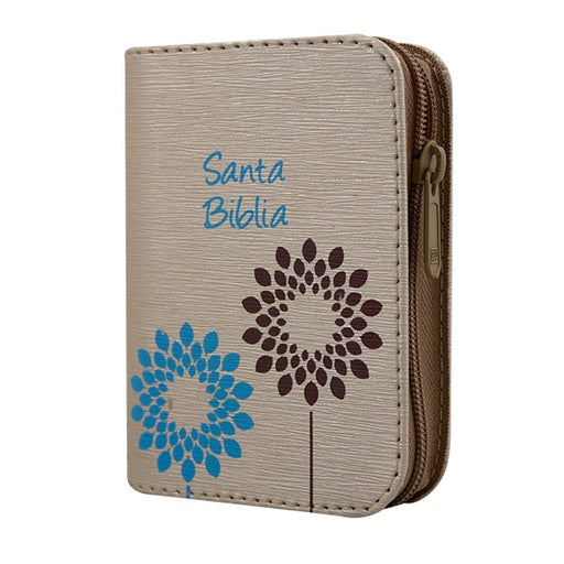 Biblia minibolsillo beige con cierre Reina Valera 1960