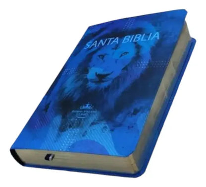 Biblia Reina Valera 1960 Mediana Letra Grande Tapa Semiflexible León Dorado