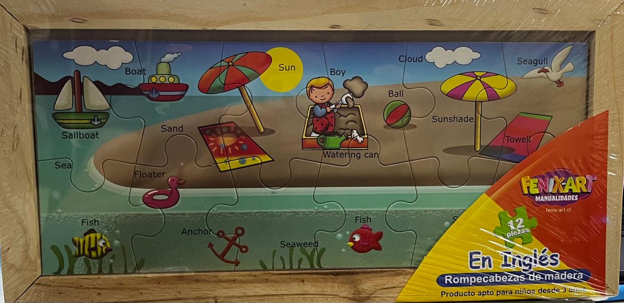 12 piezas puzzle en inglés rompecabezas de madera