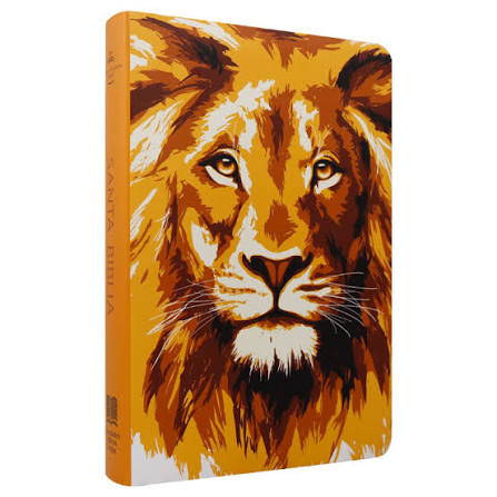 Biblia Reina Valera 1960 Mediana Letra Grande Tapa Semiflexible León Dorado